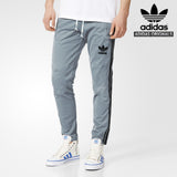 Adidas Cotton Trouser For Men-Bond Blue With Black & White Stripes-BE984