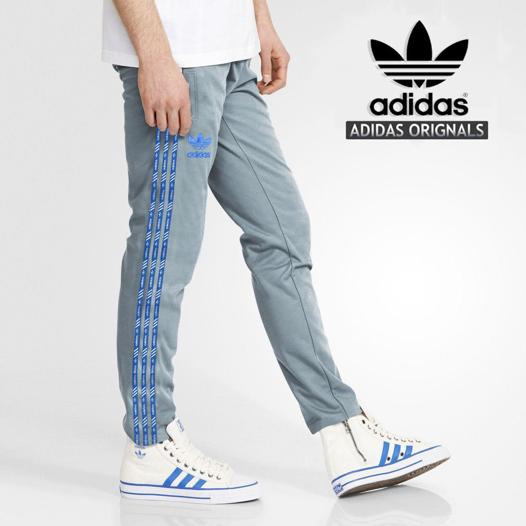 Adidas Cotton Trouser For Men-Bond Blue With Blue Stripes-BE2238