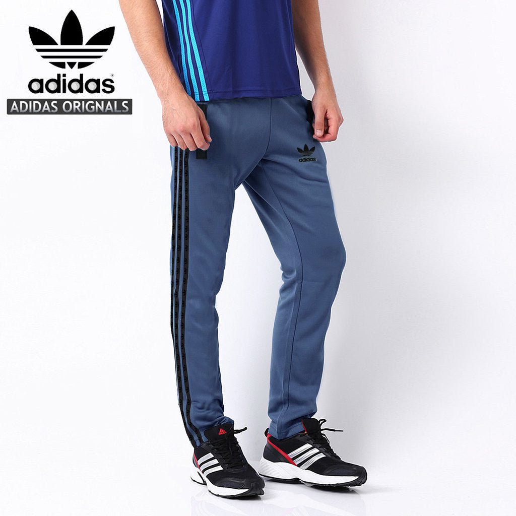 Adidas Cotton Trouser For Men-Dark Blue With Black Pocket & Stripes-BE1072