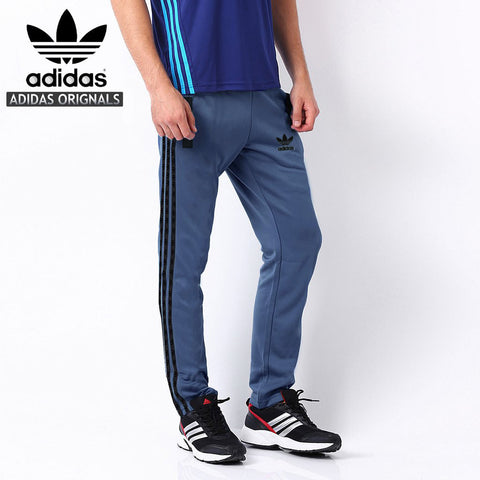 Adidas Cotton Trouser For Men-Dark Blue With Black Pocket & Stripes-BE1072
