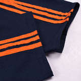 Adidas Cotton Trouser For Men-Dark Navy With Orange Stripes-BE970