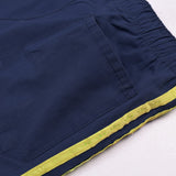 Adidas Cotton Trouser For Men-Dark Navy With Yellow Stripes-BE977