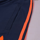 Adidas Cotton Trouser For Men-Dark Navy With Orange Stripes-BE2237