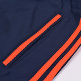 Adidas Cotton Trouser For Men-Dark Navy With Orange Stripes-BE2244